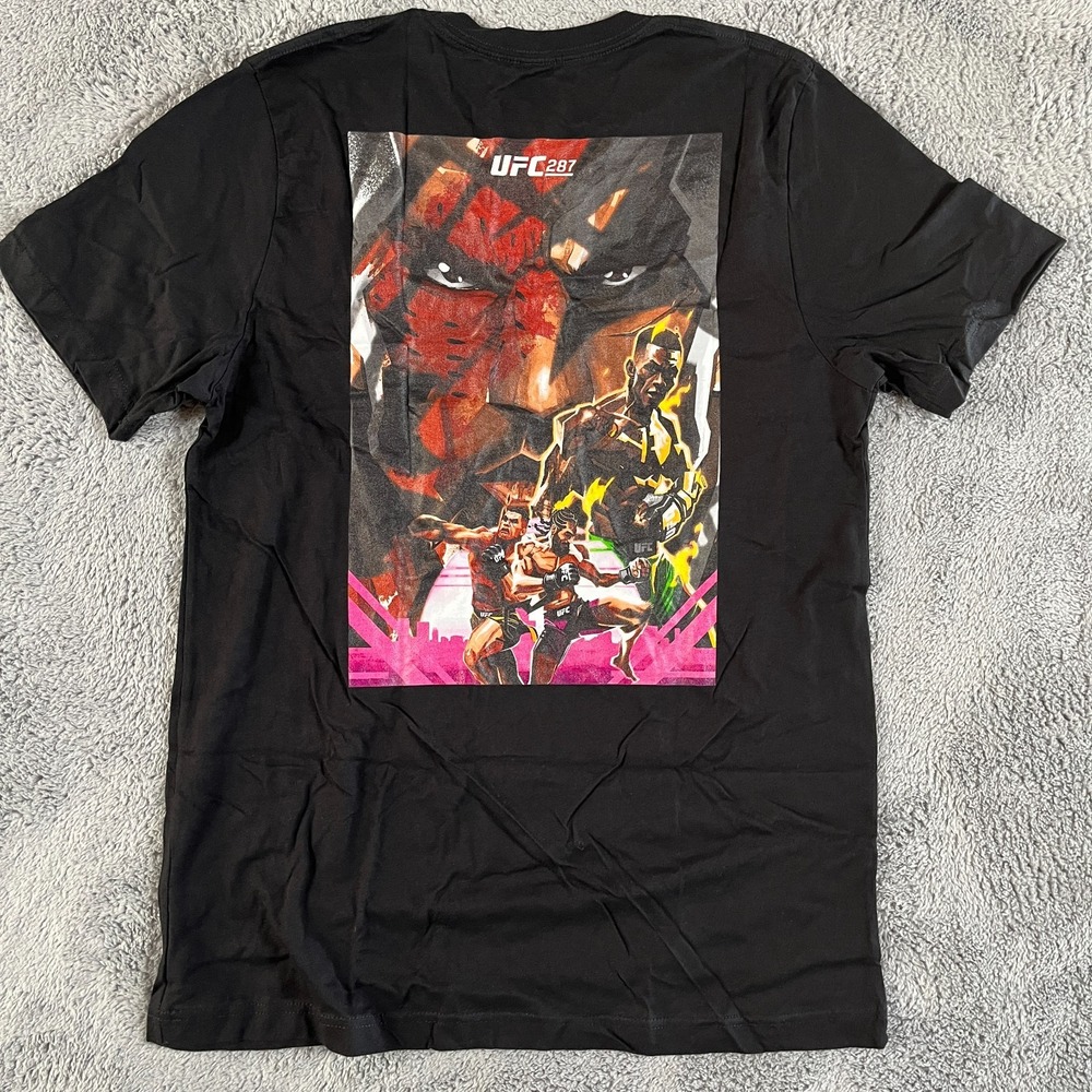UFC 287 Miami Pereira Adesanya Black Graphic T Shirt Large Slim Fit NEW